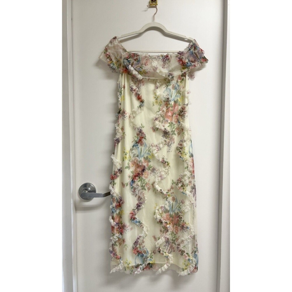 Floral Ruffle Trim Midi Dress Sz Medium SheIn | Cottagecore, Party, Holiday Wear